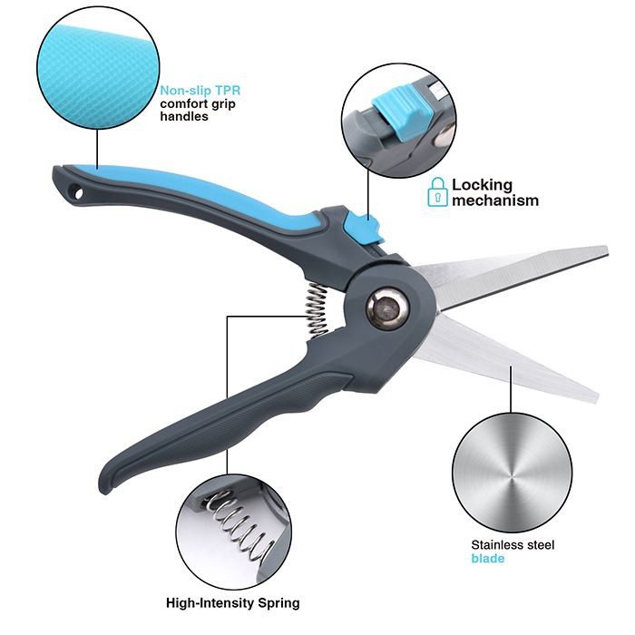 Stainless garden bypass pruners shears specification