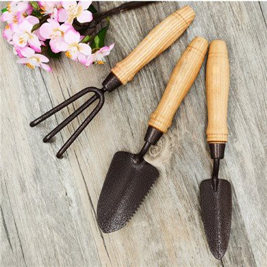 Wood handle Garden transplanter trowel set
